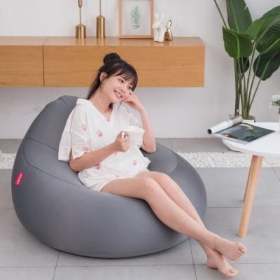 Grey High Elastic Bean Bag Pod Cover Cloud Pod Moon Shape Sofa Bed