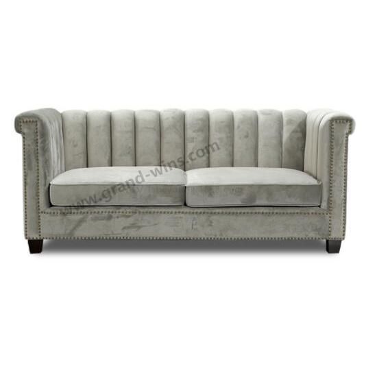 Living Room Pleated Back Sofa Fabric Couch