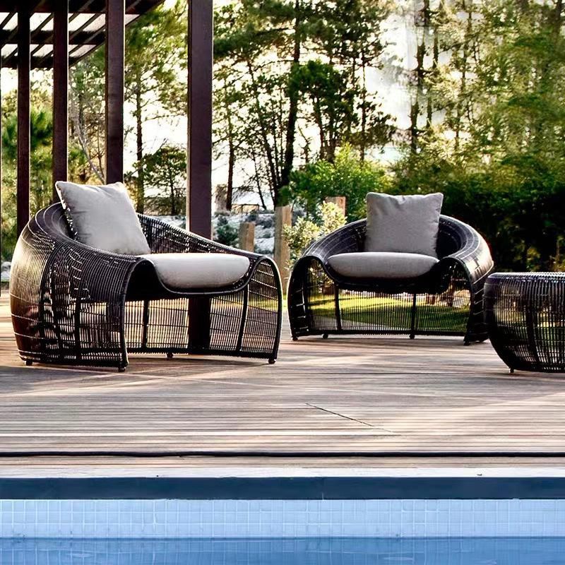 Outdoor Rattan Sofa Combination Hotel Villa Garden Furniture