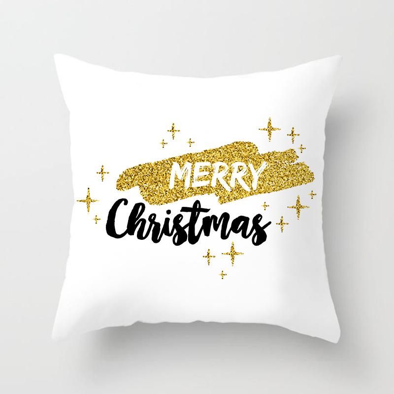 Black Pillow Covers Christmas New Year Cushion Cover Decorative Throw Pillowcases for Home Sofa Gift 45*45cm