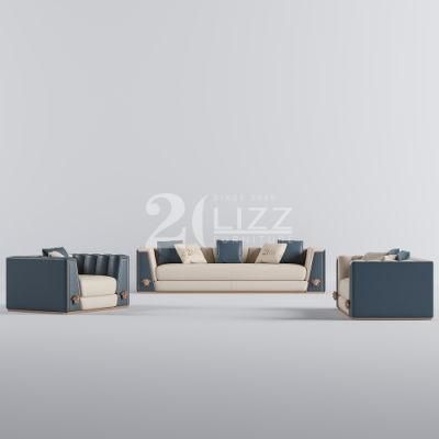 Home Furniture Set Modern Loveseat Sectional Living Room Top Grain Leather Furniture Sofa with Metal Legs