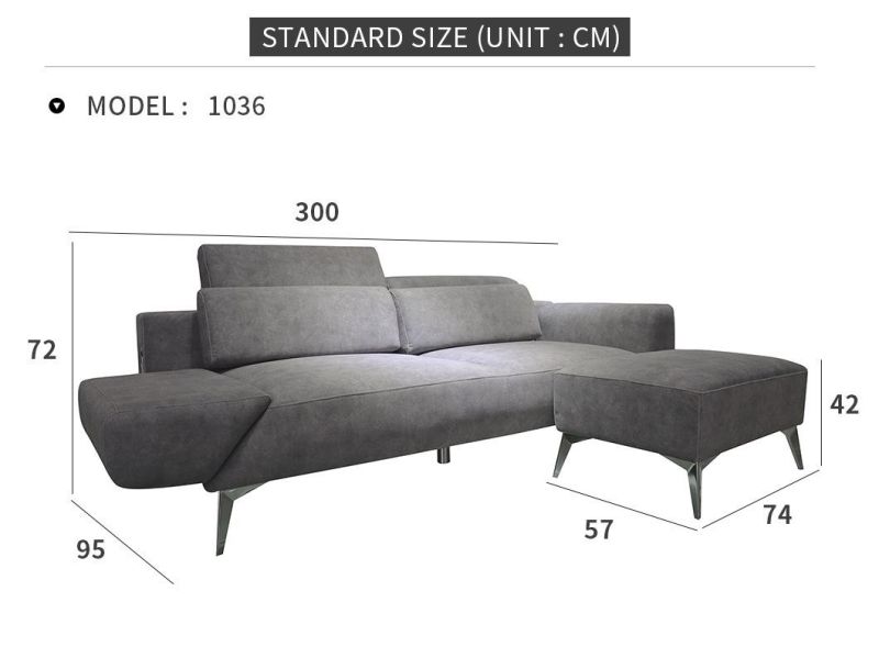 European Style 3 Seater Modern Grey Fabric Sectional Couch Living Room Sofas Set