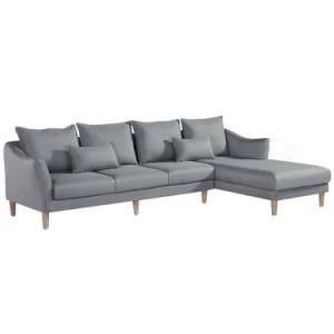 L Shape Grey Color Living Room Furniture Sectional Fabric Sofa (KG669)