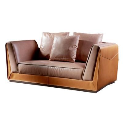 Modern Living Room Leather Sofas American Style Brown Leisure Reclining Sofa Set Furniture