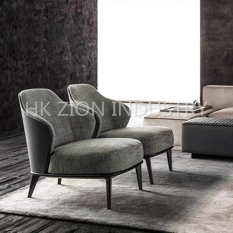 Nordic Style Modern Leather Single Sofa Chair Wooden Sofa Manufacturers Furnitures House Sofa Set Luxury Lounge Sofa Reception Chair Negotiate Chair Sofa