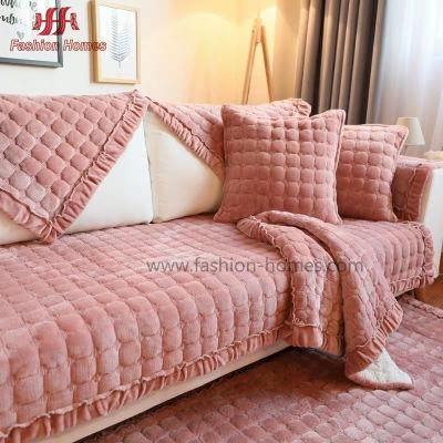 Classic Luxury Velvet Embroidered Ruffle Pinping Sofa Cover