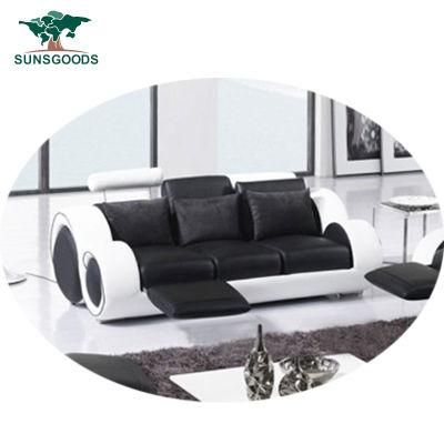 European Design Luxury Classic Lounge Genuine Leather Recliner Wood Frame Sofa Furniture
