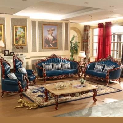 Antique Leather Sofa with Chairs for Living Room Furniture