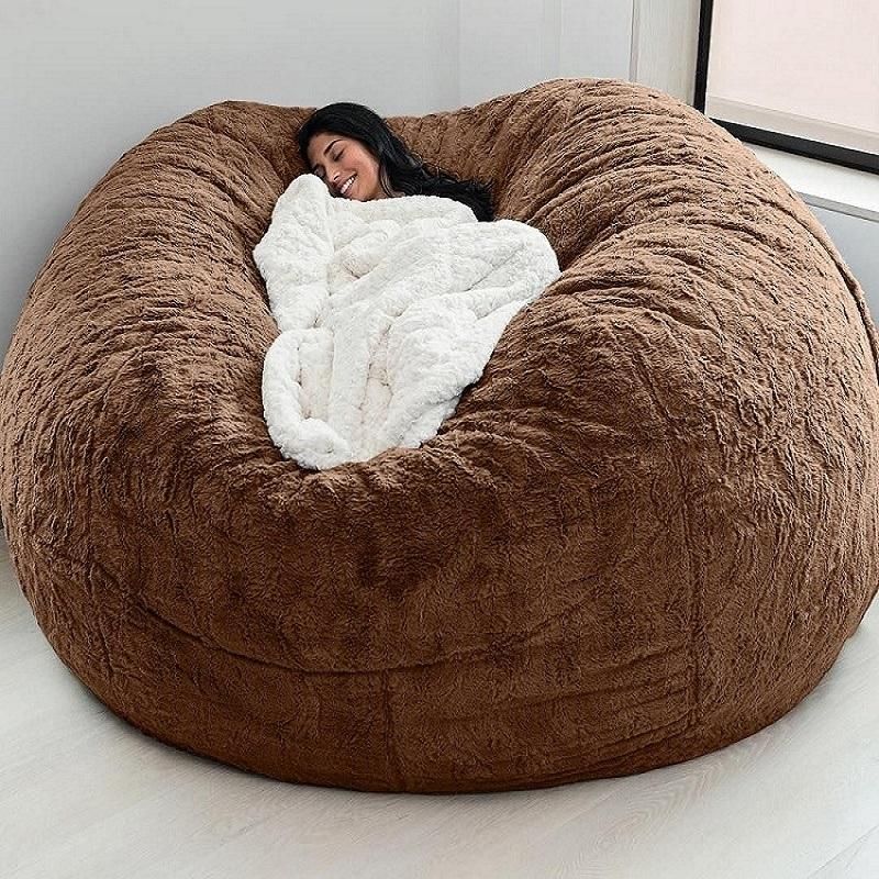 Extra Large 6FT 7FT Bean Bag Chair Soft Foam Stuffed with PV Fleece and Suede Fabric Sofas Lazy Sofa Bed No Foam Filling
