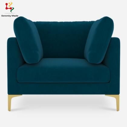 Nordic Hotel Lounge Sofa Couch with Fabric Seater Wood Metal Frame Living Room Armchair