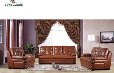 Chinese Natural and Comfortable 6 Seater Modern Living Room Leather Sofa Set