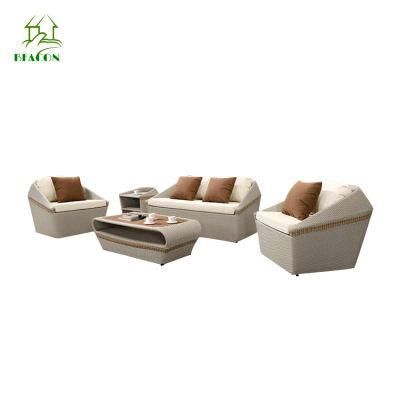 Aluminium Frame Outdoor Sofa Set with Cushion Garden Single Sofa Modern Leisure Sofa Set Rattan Tea Table Patio Furniture