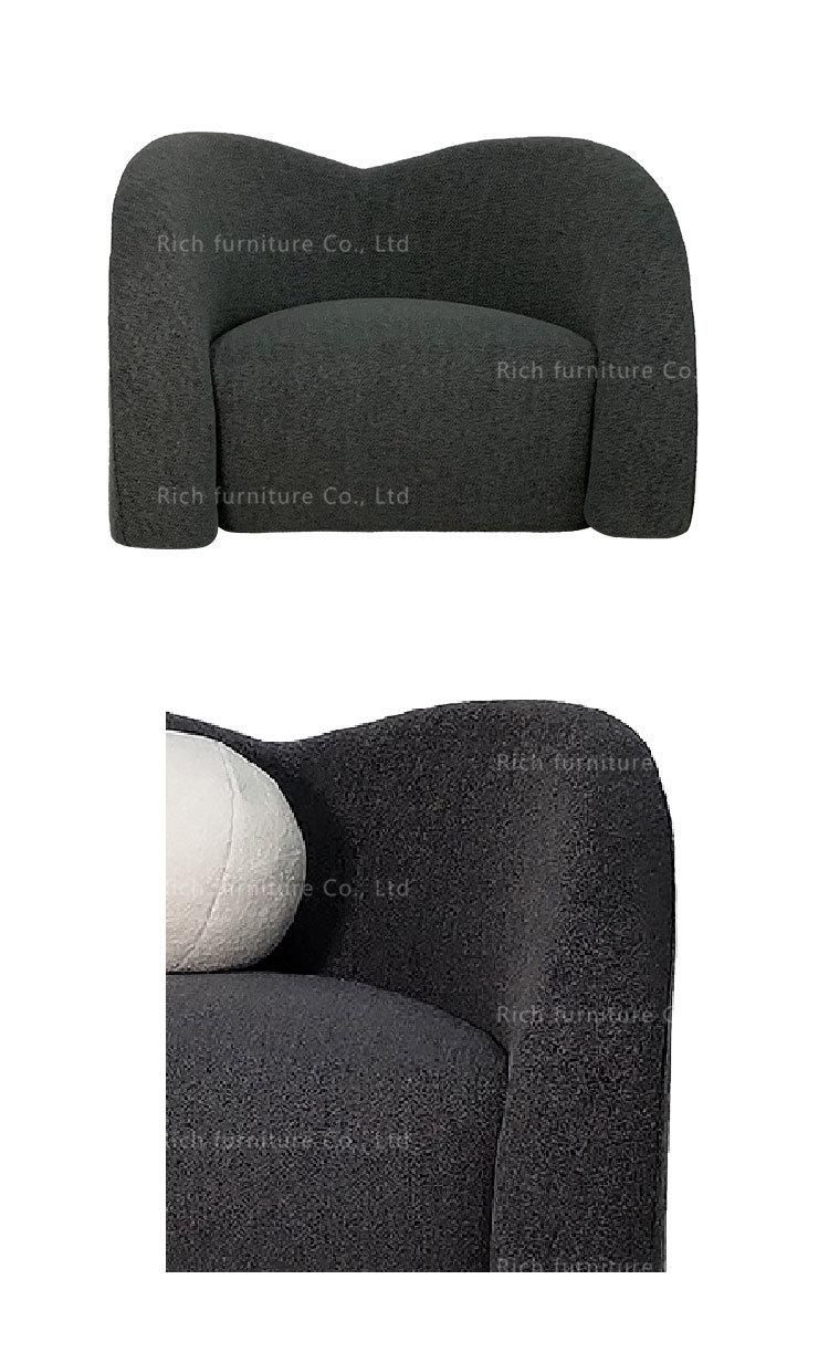 Italian Furniture Living Room Home Dark Grey Couches Waiting Room Sofa Seating Couch Stylish Teddy Sofa Fabric Big Single Sofa