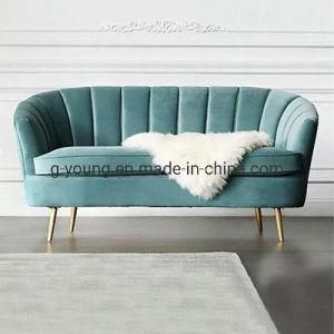 Hotel Lobby Modern Stainless Steel Gold Legs Velvet Lounger Sofa