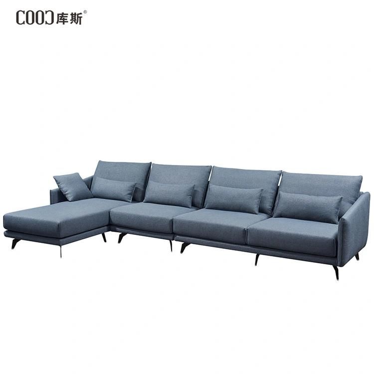 Italian Minimalist Style Combination Sofa Light Blue Luxury Fabric Sofa