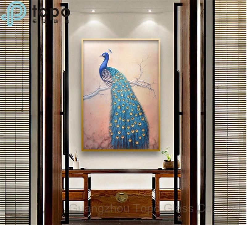 Toughened Peacock Ultra Clear Low Iron Glass-Painting (MR-YB6-2030)