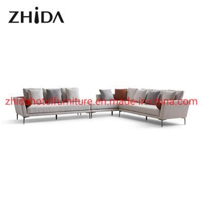 Home Design Living Room L Shape Vintage Leather Sofa