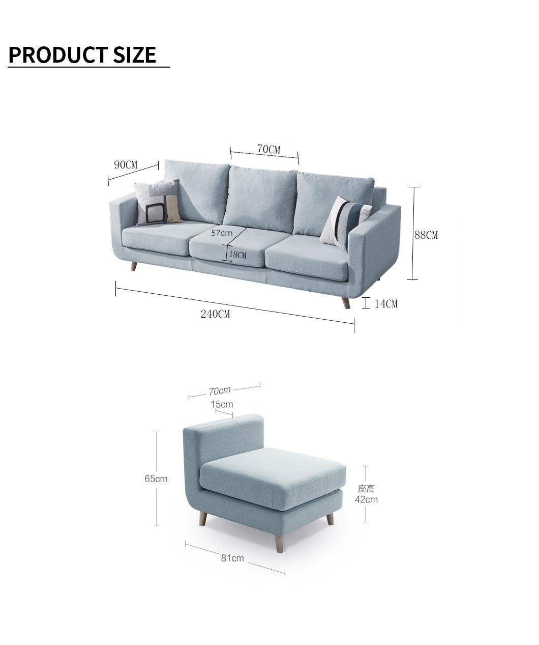 Modern Nordic Style Home Furniture Living Room Hotel Fabric Sectional Sofa
