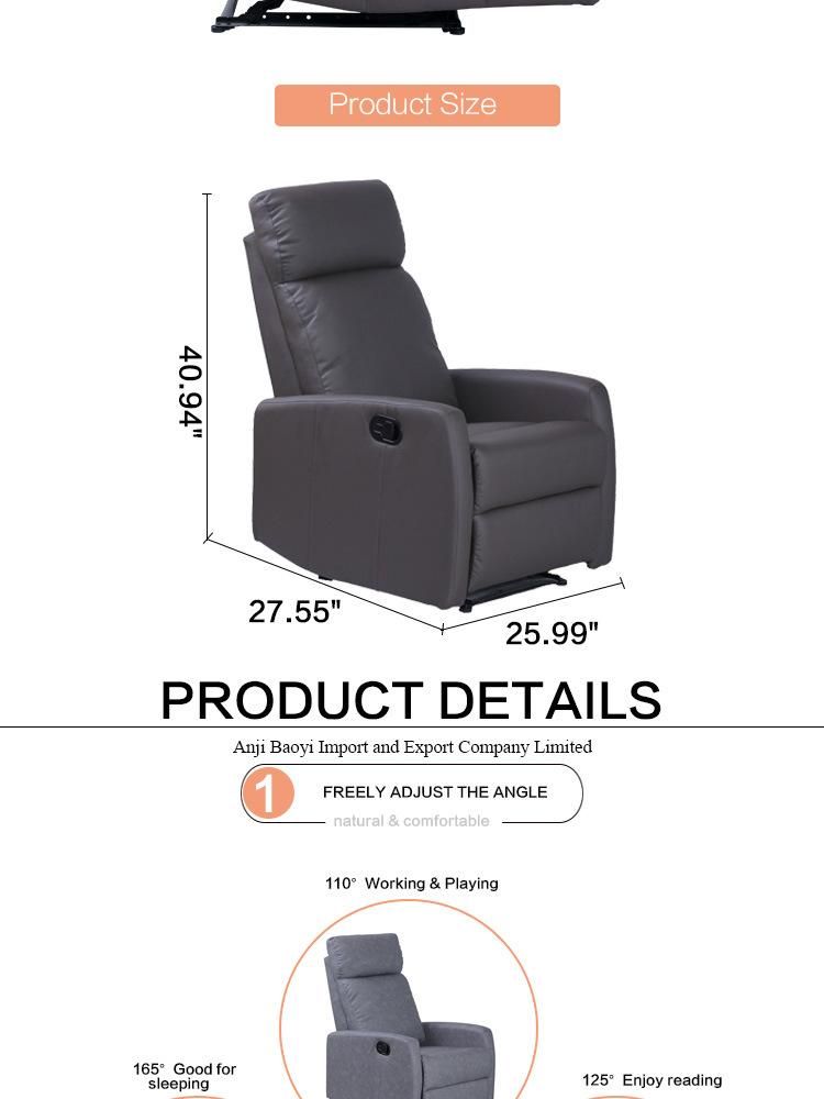 Popular Design Hot Sale PU Leather Single Seat Chair Recliner Sofa