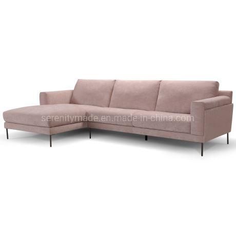 European Style Living Room Furniture L Shape Sofa Velvet Fabric Sofa