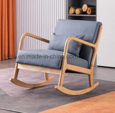 Comfortable Living Room Wooden Balance Recliner Lounge Lazy Rocking Chairs Relax Sofa Chair for Adults