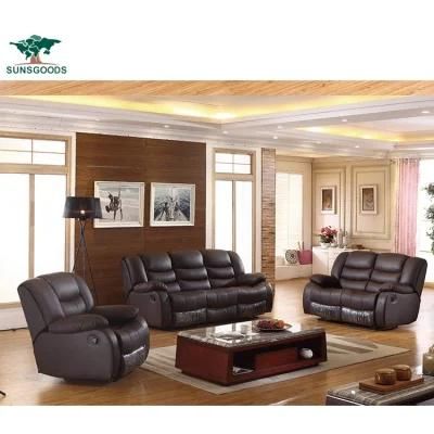 Chinese Style Single Home Furniture Living Room Recliner Wood Leather Sofa Furniture