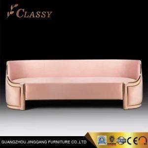 Home Furniture Fabric Sofa Bed in Golden Stainless Steel Legs