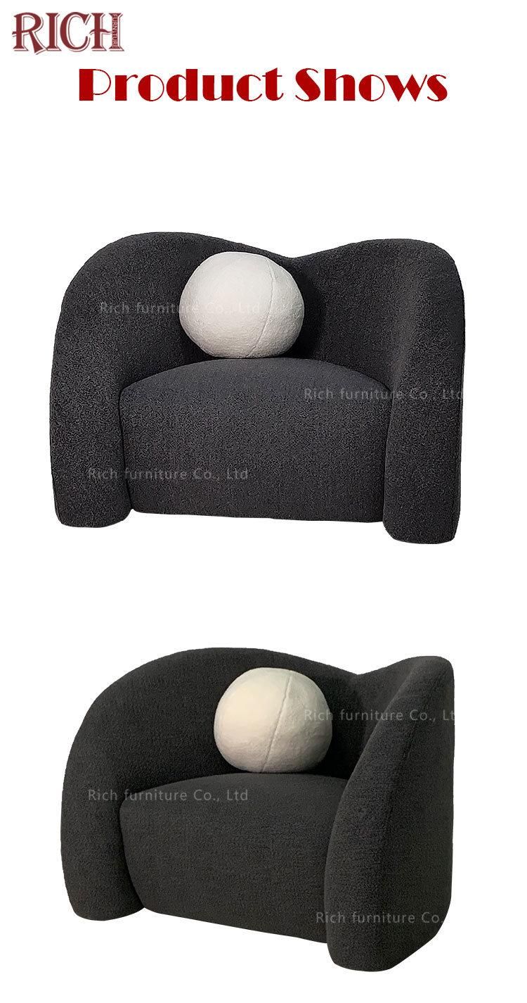 Italian Furniture Living Room Home Dark Grey Couches Waiting Room Sofa Seating Couch Stylish Teddy Sofa Fabric Big Single Sofa