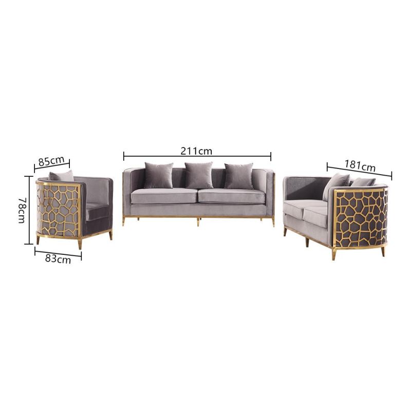 China Manufacturer European Sectional Blue Couch Unique Modern Design Home Fabric Velvet Sofa Furniture Sets