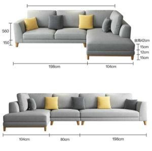 Italy Simple Design L Shape Home Furniture Fabric Sofa (LT-06)
