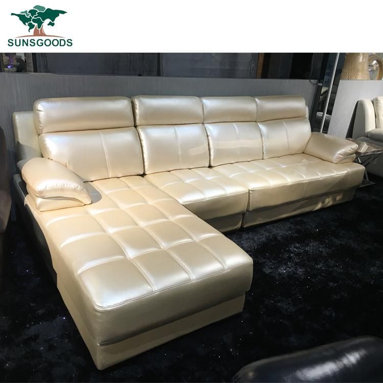 White Real Leather Living Room Sofa Set Design