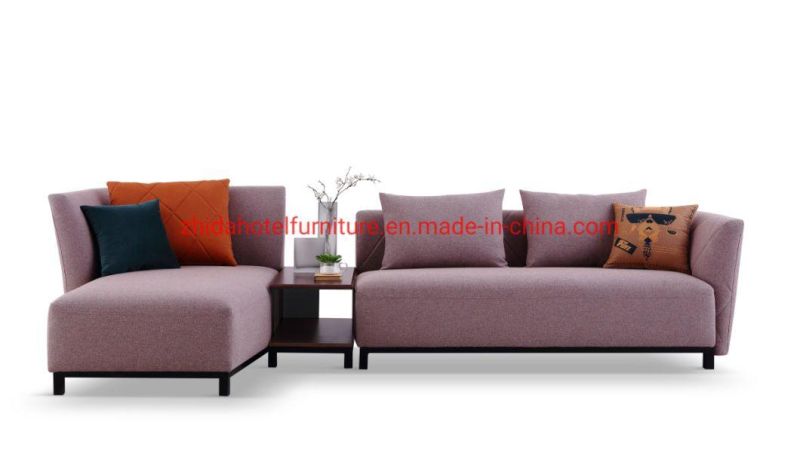 L Shape Modern Lobby Hotel Living Room Fabric Sectional Sofa for Villa Apartment Home Hotel Furniture