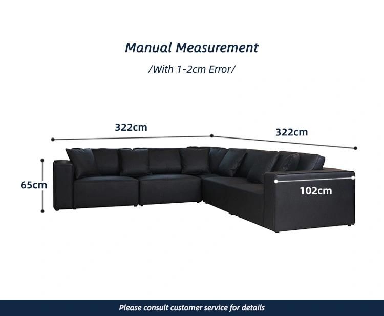 High Quality Modern Home Furniture Living Room Fabric Leather Modular L Shape Sectional Sofa