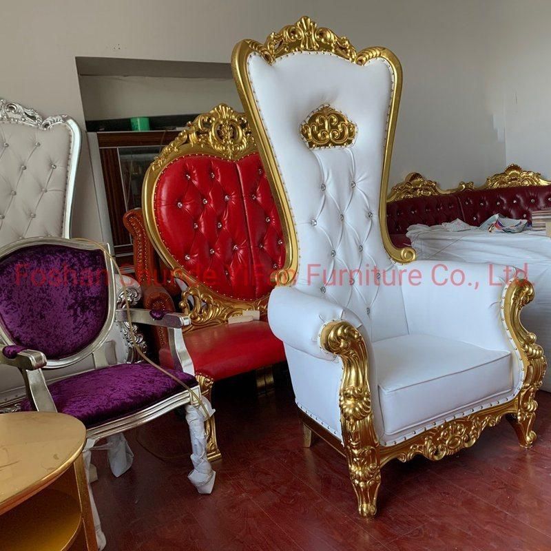 Hotel Lobby Furniture Wood Carved High Back Wedding Sofa Chairs in Optional Color for KTV furniture and Wedding Furniture