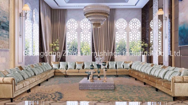 Modern Design Lounge Fabric Velvet Golden Home Furniture Couch Living Room Sofa