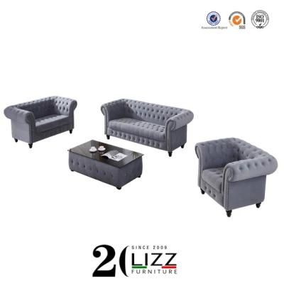 Promotion Wholesale Living Room Furniture Chesterfield Fabric/Leather Sofa