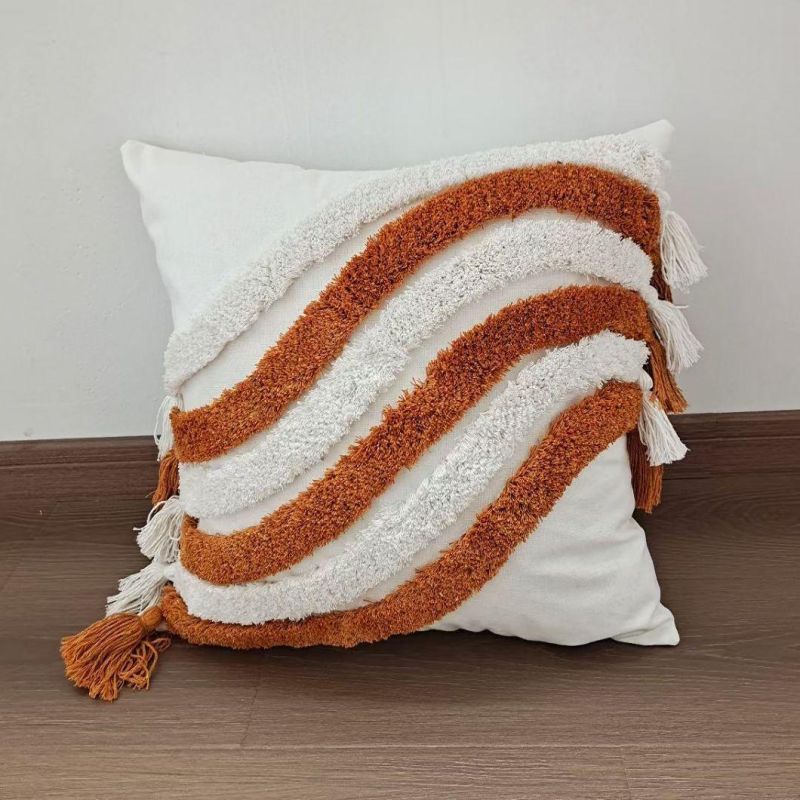 Wavy Striped Geometric tufted throw pillow covers 18 x 18 pillow cover bohemian pillow case cushion cover