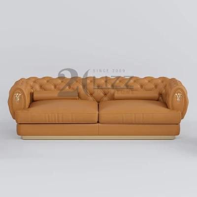 USA Hot Selling Modern Living Room Chesterfield Italian Leather Sofa Set Sectional Home Office Furniture