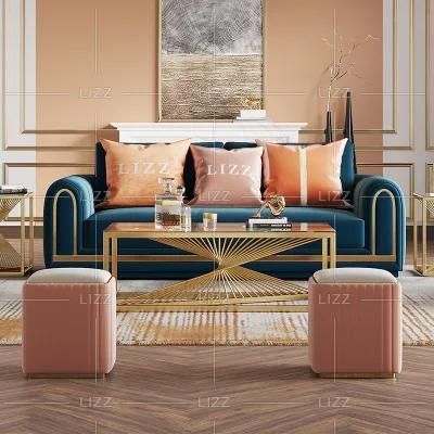 China Manufacturer Leisure Medium Back Velvet Fabric Sofa Set Modern Luxury Living Room Real Leather Furniture