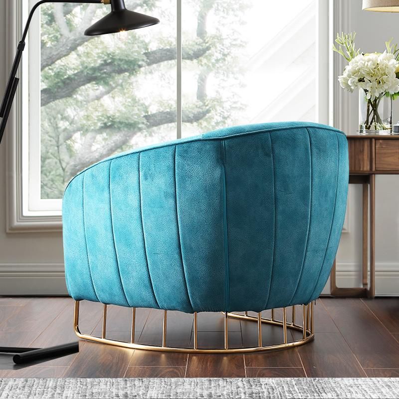 Fashion Hotel Single Sofa Chair Home Furniture Round Rest Chair Velvet