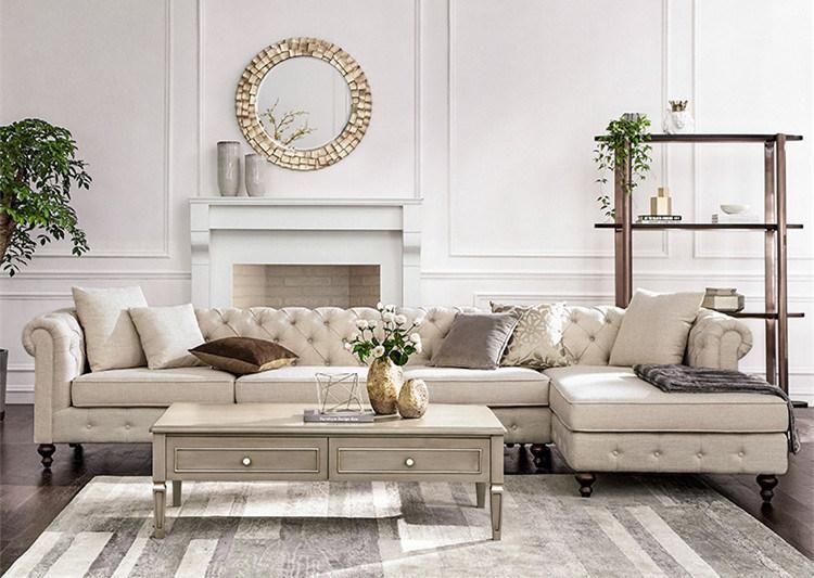 Classic Design Furniture China Sofa Set with Cushion and Coffee Table