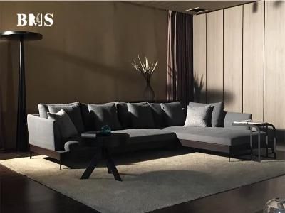 Modern Home Center Small Grey Fabric Living Room Furniture Chaise Sectional Sofa