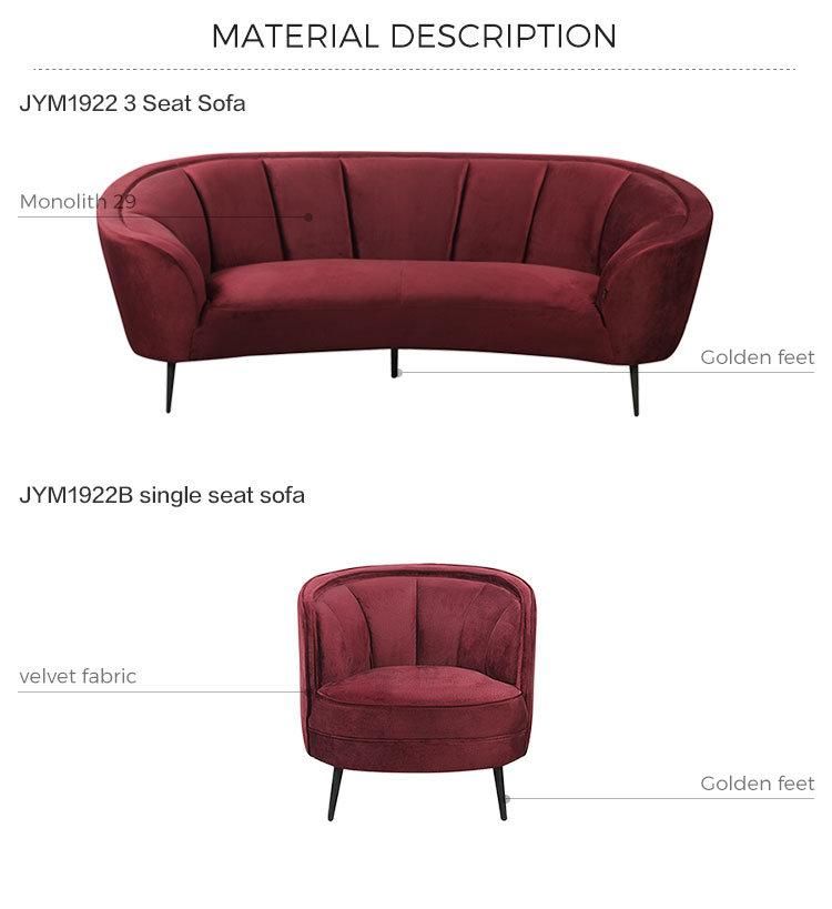 Linsy Black Velvet Sofa Set Furniture Design 2 Seater Living Room Sofa Jym1922b