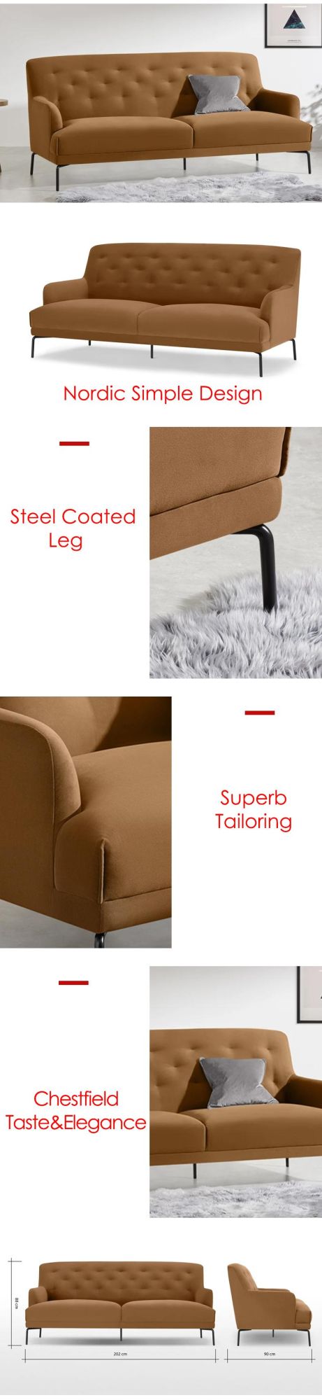 Living Room Furniture Fabric Sofa Modern and Nordic Design Sofa