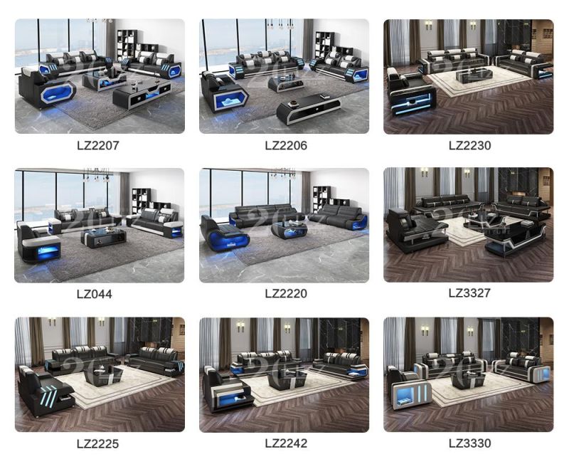 Chinese Manufacturer Leisure LED Leather Sofa for Home Furniture