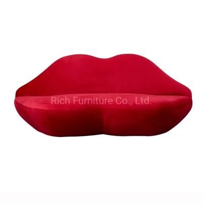 Unique Home Furniture Hot Sex Design Lounge Couch Living Room Leisure Fabric Red Lip Sofa Event Hotel