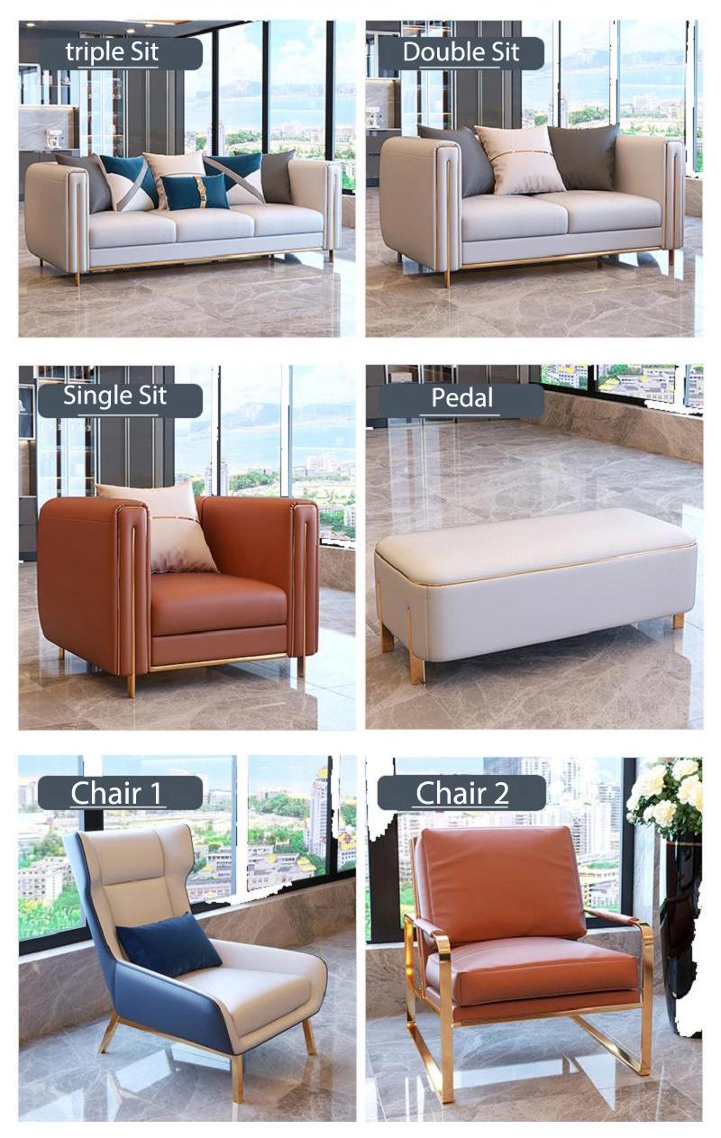 Customized Wooden Frame Combination Sofa Furniture First Layer Cowhide