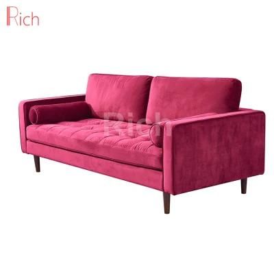 Modern Furniture Living Room Red Fabric Velvet Covers Sofa Design