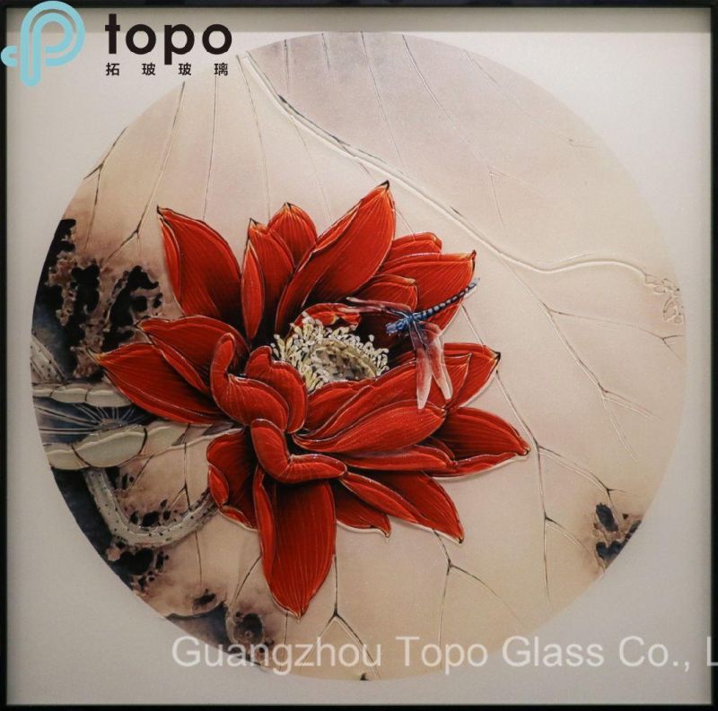 Decorative Ultra Clear Low Iron Embossed Glass Painting (MR-YB6-2015)