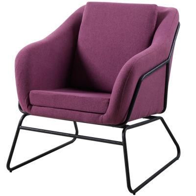 Custom Velvet Cloth Art High-Grade Purple Lounge Sofa